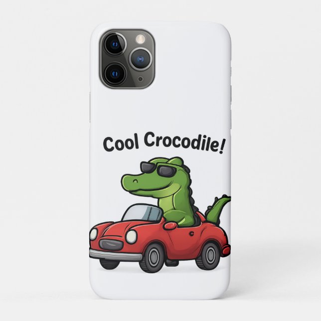 Cool Crocodile Cartoon in Sunglasses Driving a Car Case-Mate iPhone Case (Back)