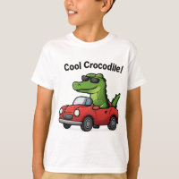 Cool Crocodile Cartoon in Sunglasses Driving a Car