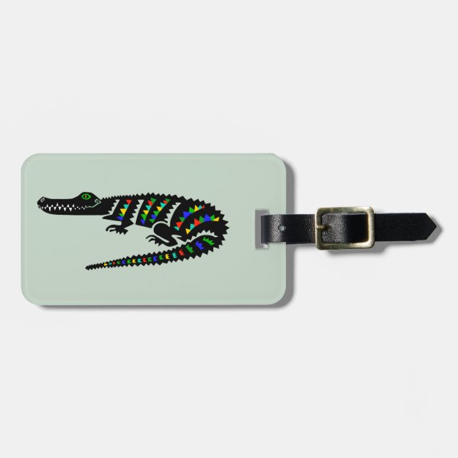 Cool  CROCODILE - Endangered animal -Green Luggage Tag (Front Horizontal)