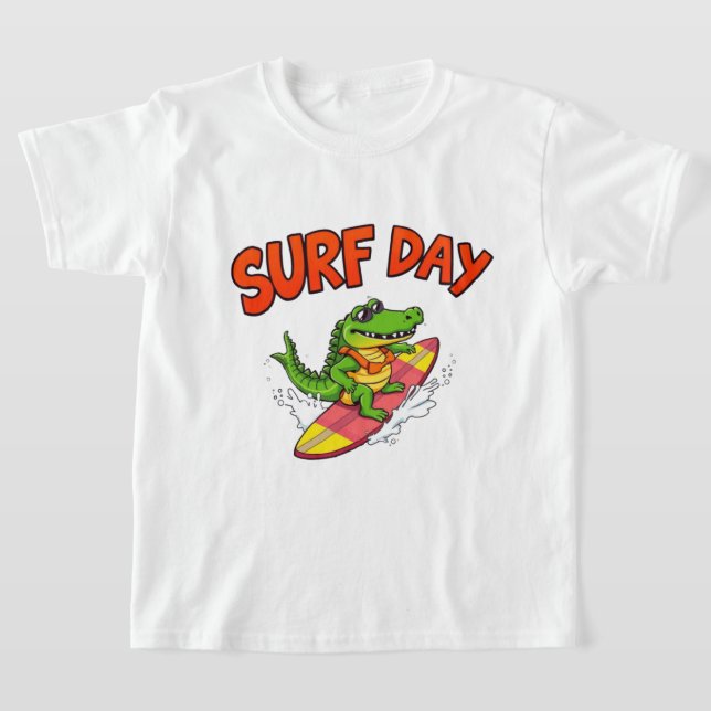  Cool Crocodile– Fun Summer Beach Art T-Shirt (Laydown)