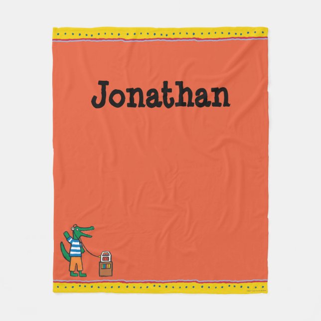Cool Crocodile Listens to Music Fleece Blanket (Front)