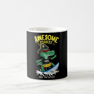 Cool crocodile surfing coffee mug