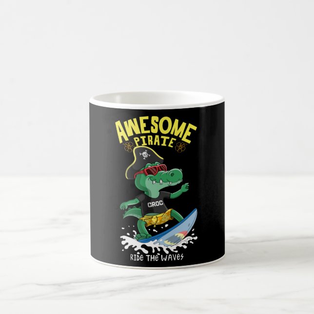 Cool crocodile surfing coffee mug (Center)