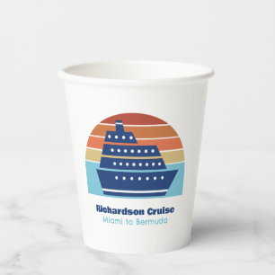Cool Cruise Ship Family Trip Sunset Personalised Paper Cups