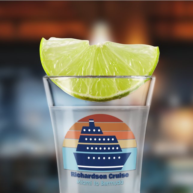 Cool Cruise Ship Family Trip Sunset Personalised Shot Glass (Creator Uploaded)