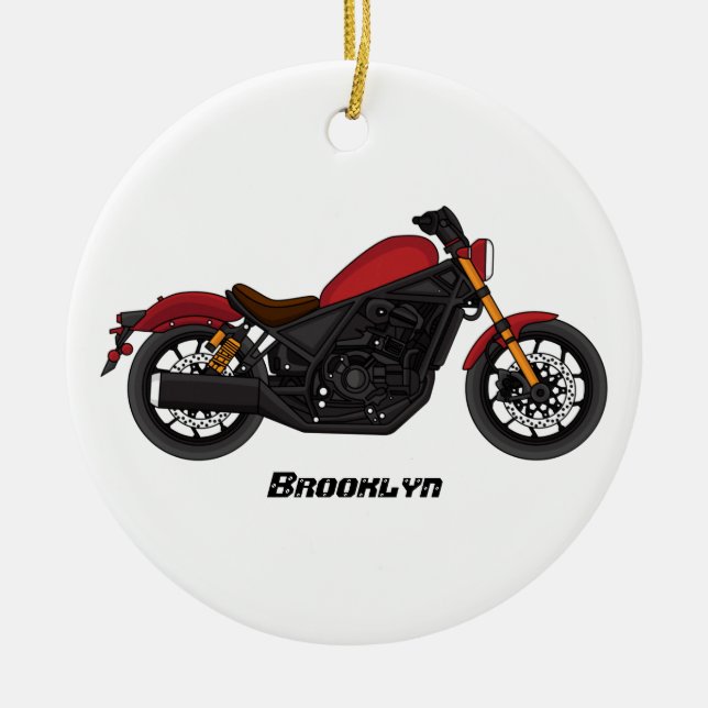 Cool cruiser style motorcycle ceramic tree decoration (Front)
