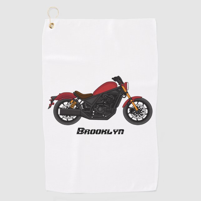 Cool cruiser style motorcycle golf towel (Front)