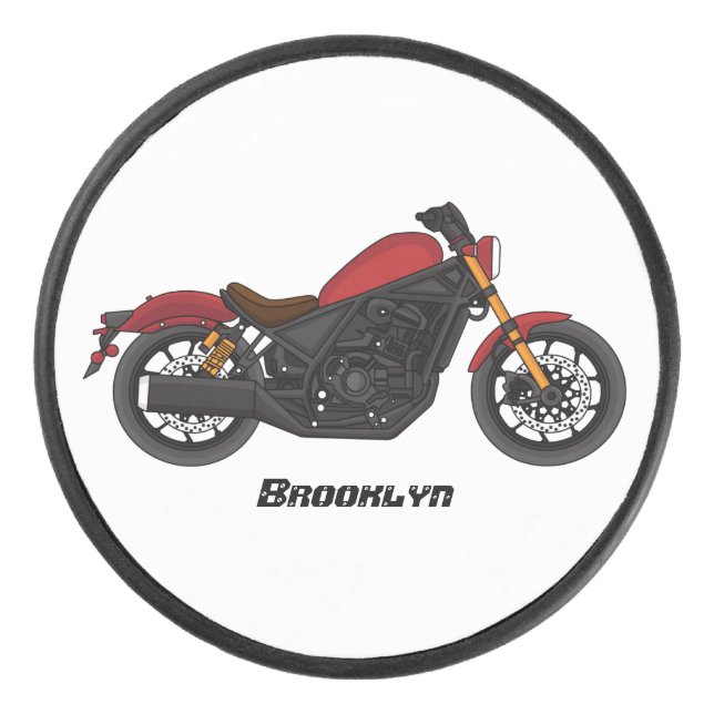 Cool cruiser style motorcycle hockey puck (Front)