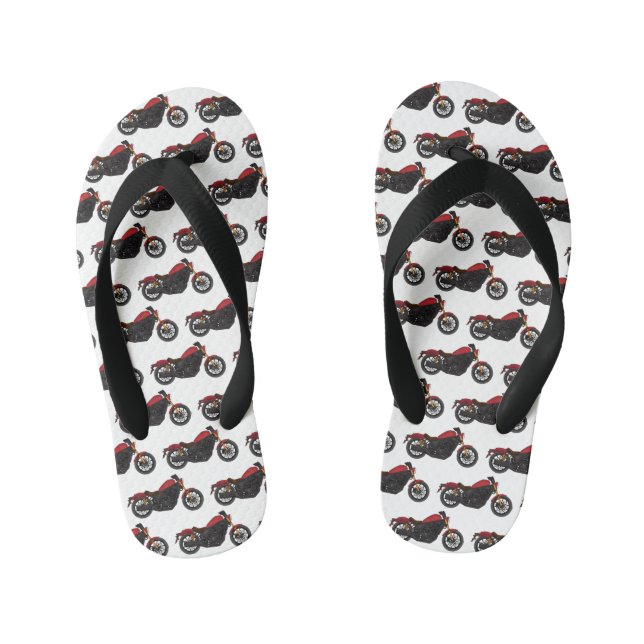 Cool cruiser style motorcycle  kid's flip flops (Footbed)