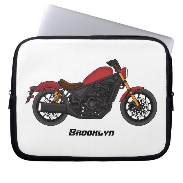 Cool cruiser style motorcycle laptop sleeve (Front)