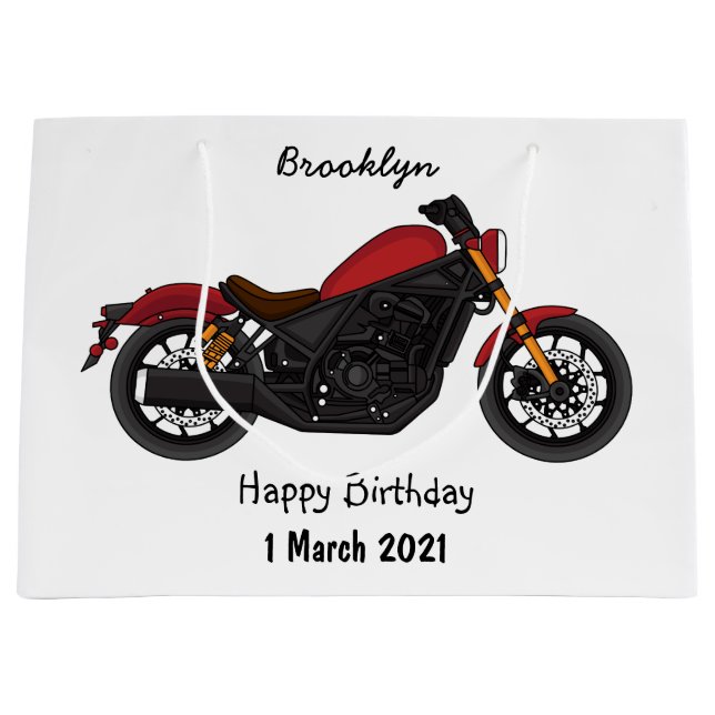 Cool cruiser style motorcycle  large gift bag (Front)