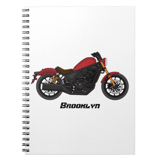 Cool cruiser style motorcycle  notebook (Front)
