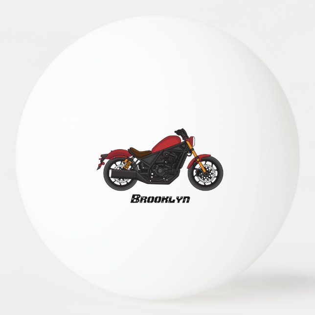 Cool cruiser style motorcycle ping pong ball (Front)