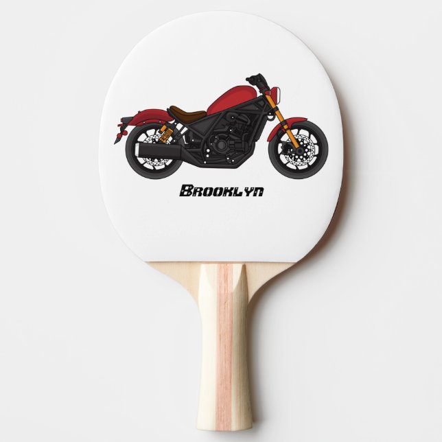 Cool cruiser style motorcycle ping pong paddle (Front)