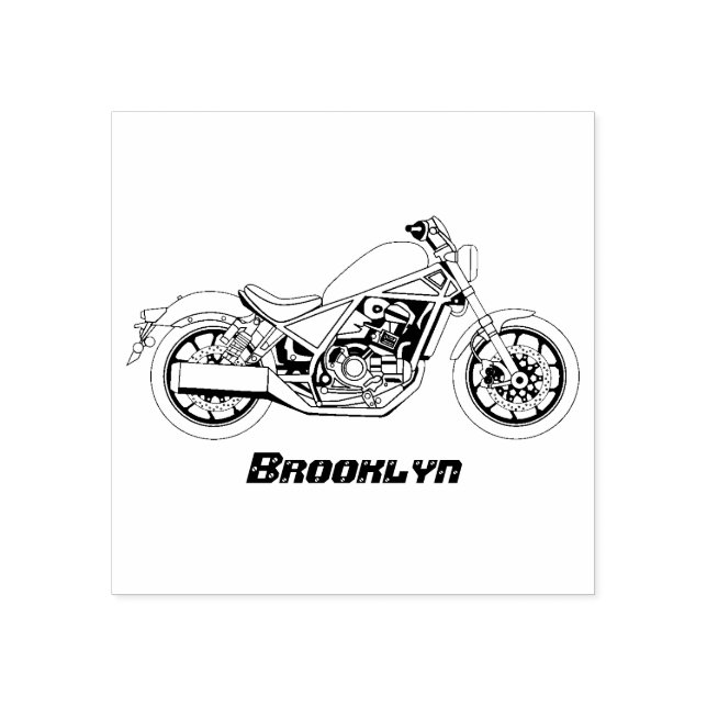 Cool cruiser style motorcycle rubber stamp (Imprint)