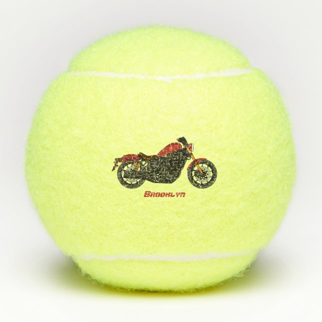Cool cruiser style motorcycle  tennis balls (Front)