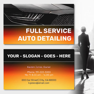 Cool Custom Black Bright Orange Car Service Business Card
