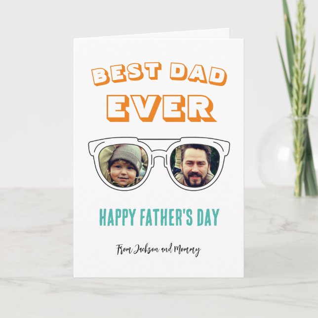 Cool Custom Dad Son Daughter Photo Father's Day Holiday Card (Front)