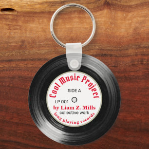 cool custom L.P. vinyl record music Key Ring