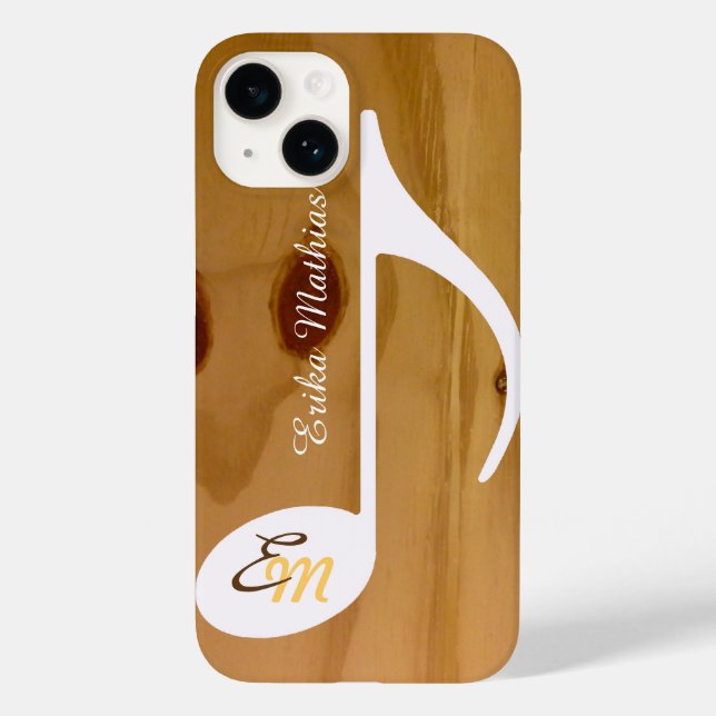 cool custom musical note on wood, rustic Case-Mate iPhone case (Back)