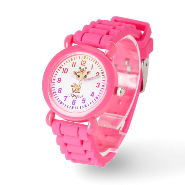 Cool Custom Name Little Giraffe Watch (Angle)