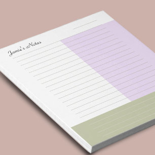 Cool Custom Name Modern Khaki Purple Pastel Lined  Notepad