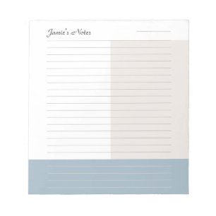 Cool Custom Name Modern Taupe Dusty Blue Lined Notepad