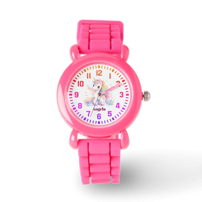 Cool Custom Name Rainbow Unicorn Watch (Front)