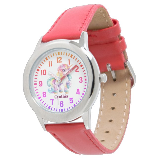 Cool Custom Name Rainbow Unicorn Watch (Angled)
