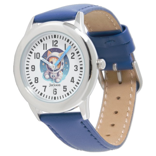 Cool Custom Name Space Cat Watch (Angled)