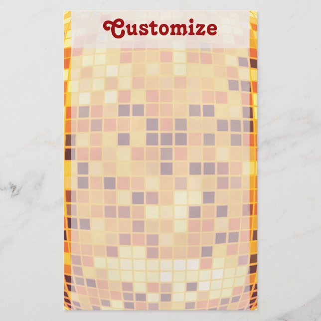 Cool Custom Retro Golden Disco Ball  Stationery (Front)