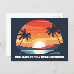 Cool Custom Sunrise Palm Trees Beach Party Blue Postcard