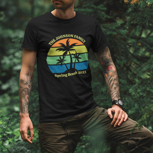 Cool Custom Tropical Beach Trip Palm Trees Black T-Shirt