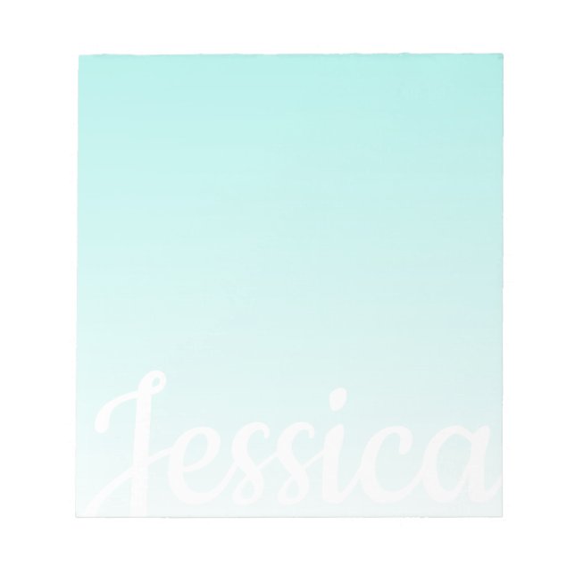 Cool Customisable Teal Gradient Ombre Your Script Notepad (Front)