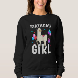 Cool Cute Alpaca Llama Balloons Girls Birthday Par Sweatshirt