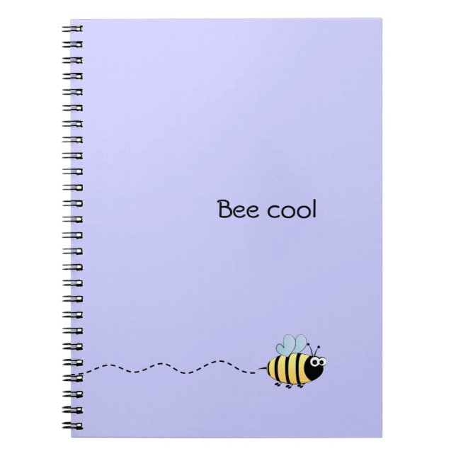 Cool cute bee cartoon pun purple notebook (Front)