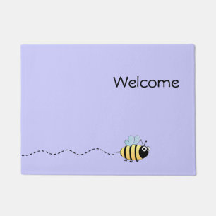 Cool cute bee cartoon purple doormat