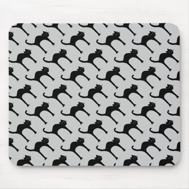 cool cute black cat pattern mouse mat (Front)