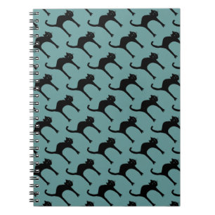 cool cute black cat pattern notebook
