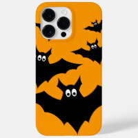 Cool cute Black Flying bats Halloween on Orange