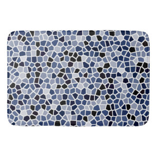Cool Cute Blue Geometric Pattern Bath Mat