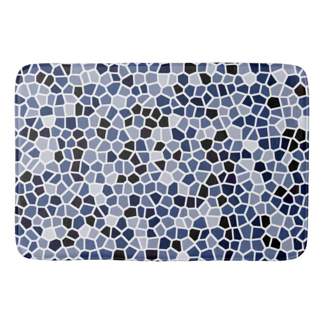 Cool Cute Blue Geometric Pattern Bath Mat (Front)