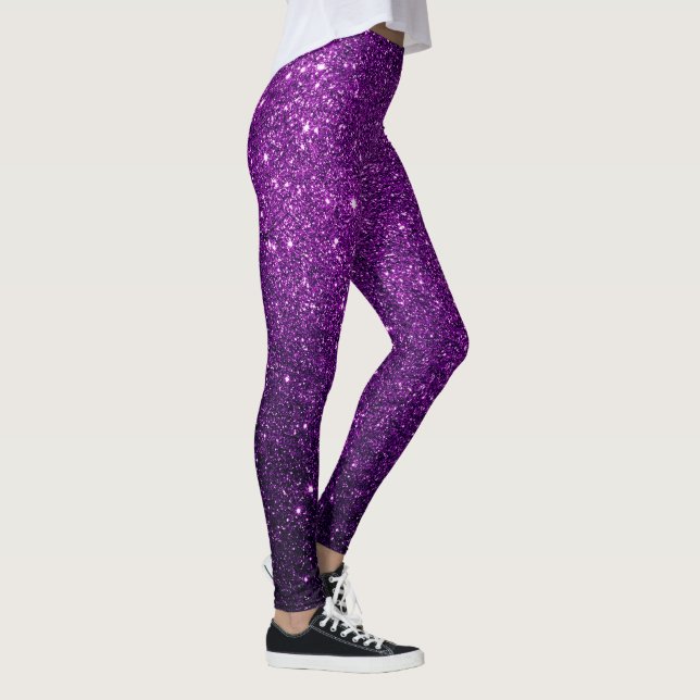 cool cute bright purple magenta glitter pattern leggings (Right)