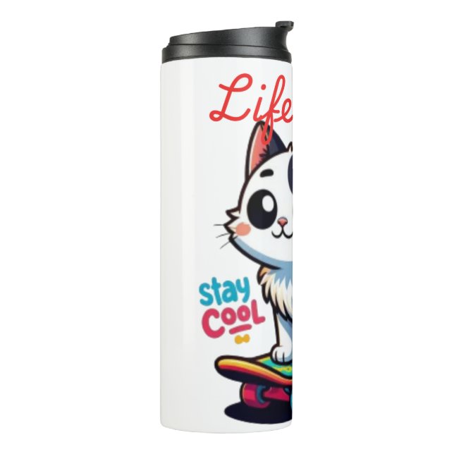 Cool Cute Cat Thermal Tumbler (Rotated Left)