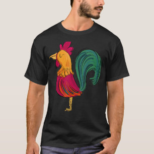Cool Cute Colourful Rooster Illustration Graphic D T-Shirt