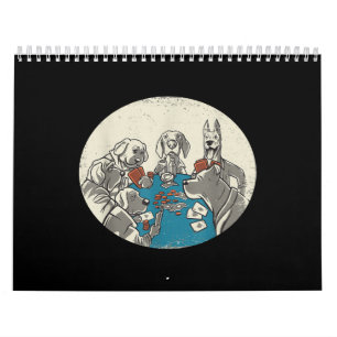 Cool Cute Dogs Playing Cards Poker Texas Holdem Calendar