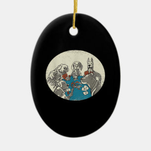 Cool Cute Dogs Playing Cards Poker Texas Holdem Ceramic Tree Decoration