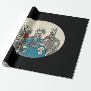 Cool Cute Dogs Playing Cards Poker Texas Holdem Wrapping Paper