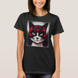 Cool Cute Fantasy Grey Eyed Cat Asian Aesthetic Re T-Shirt