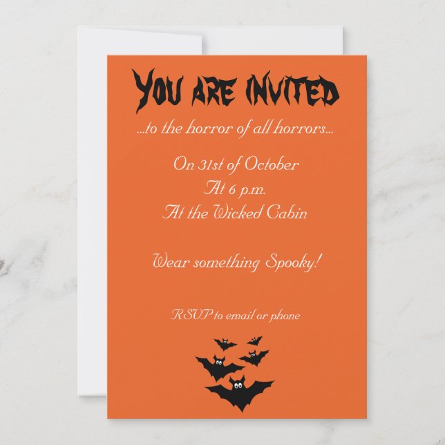 Cool cute Flying bats Halloween orange Invitation (Front)